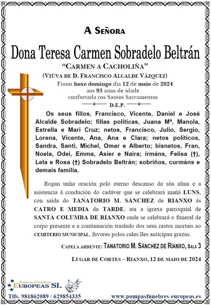 Dona Teresa Carmen Sobradelo Beltrán