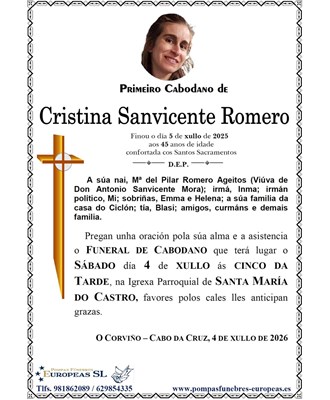 Cristina Sanvicente Romero (04/07/2026)
