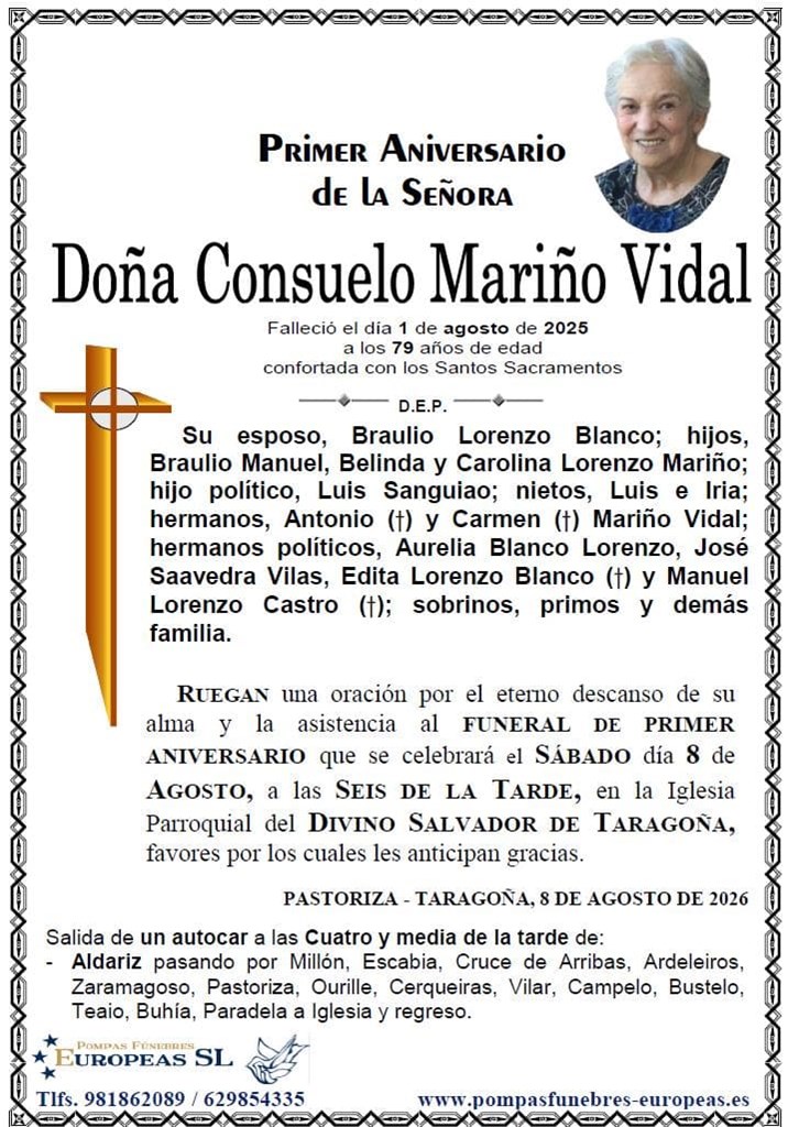 Doña Consuelo Mariño Vidal (08/08/2026)