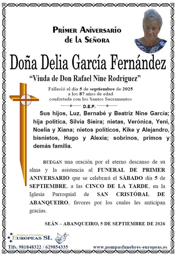 Doña Delia García Fernández (05/09/2026)