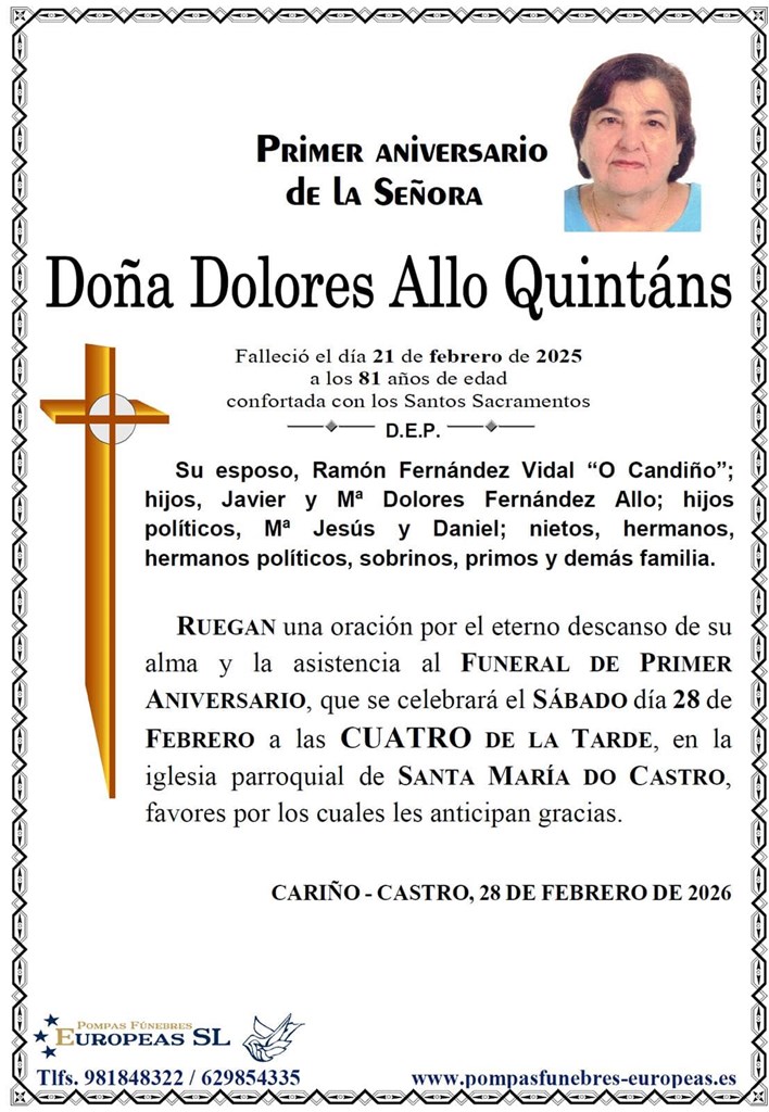 Doña Dolores Allo Quintáns (28/02/2026)
