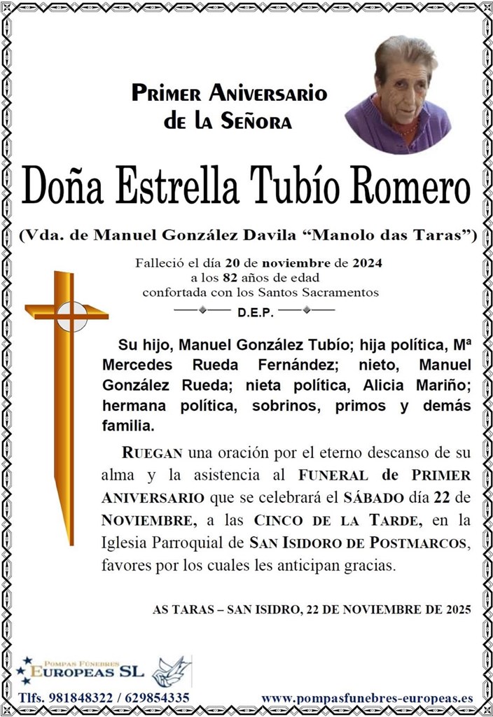 Doña Estrella Tubío Romero (22/11/2025)