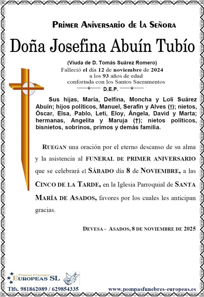 Doña Josefina Abuín Tubío (08/11/2025)
