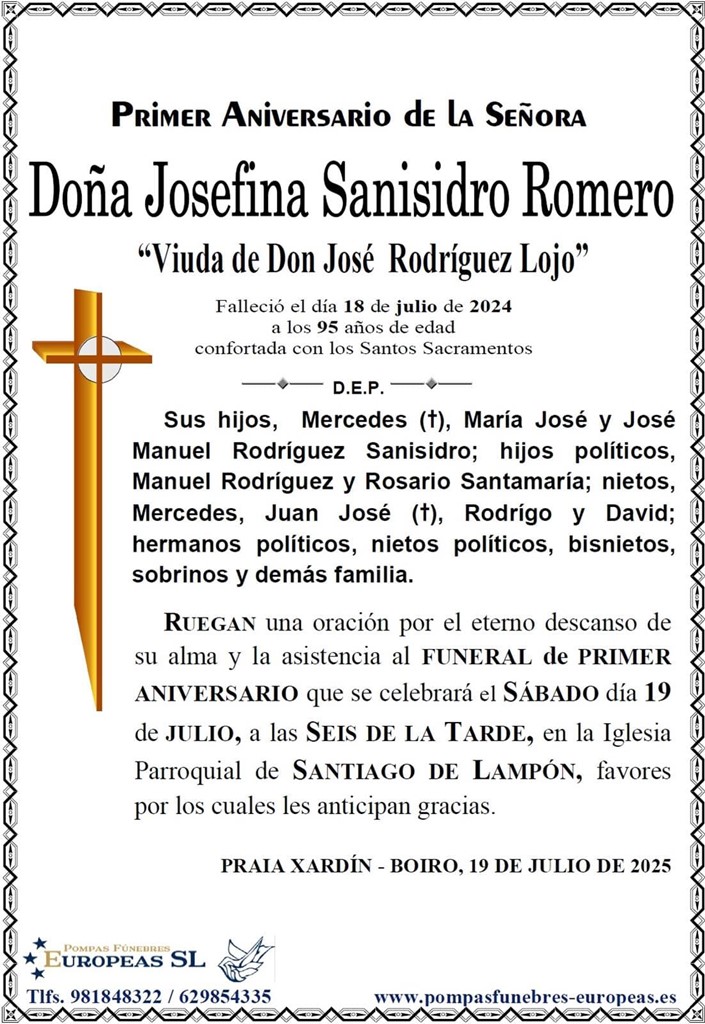 Doña Josefina Sanisidro Romero (19/07/2025)