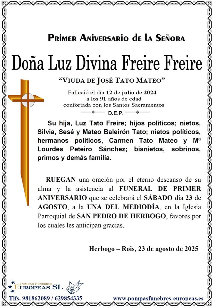 Doña Luz Divina Freire Freire (23/08/2025)
