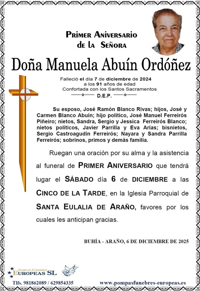 Doña Manuela Abuín Ordóñez (06/12/2025)