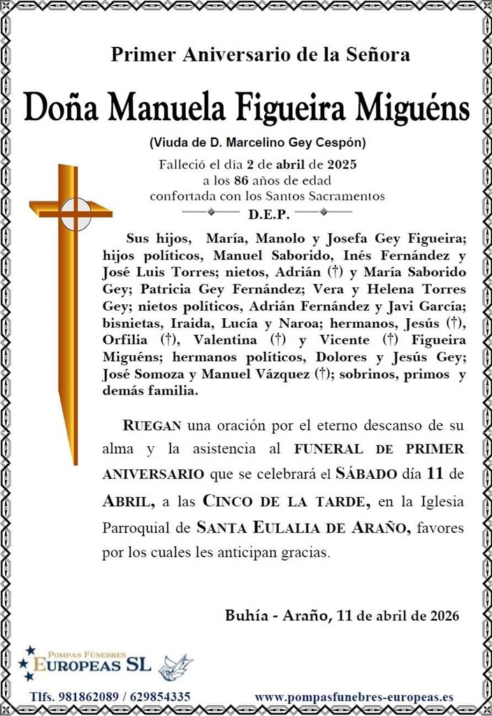 Doña Manuela Figueira Miguéns (11/04/2026)