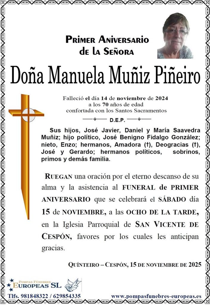 Doña Manuela Muñiz Piñeiro (15/11/2025)