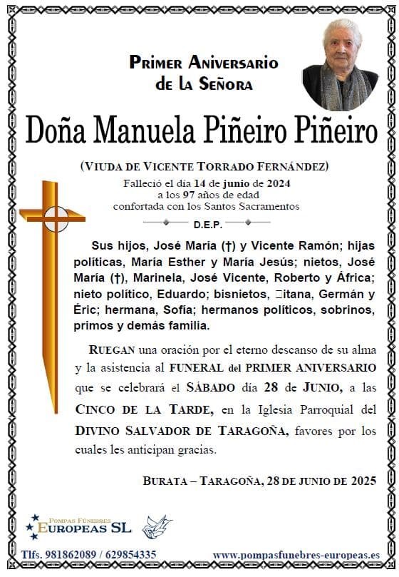 Doña Manuela Piñeiro Piñeiro (28/06/2025)