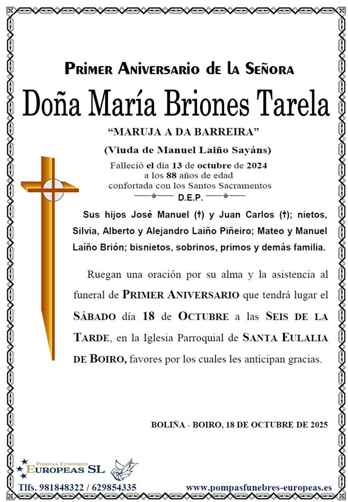 Doña María Briones Tarela (18/10/2025)