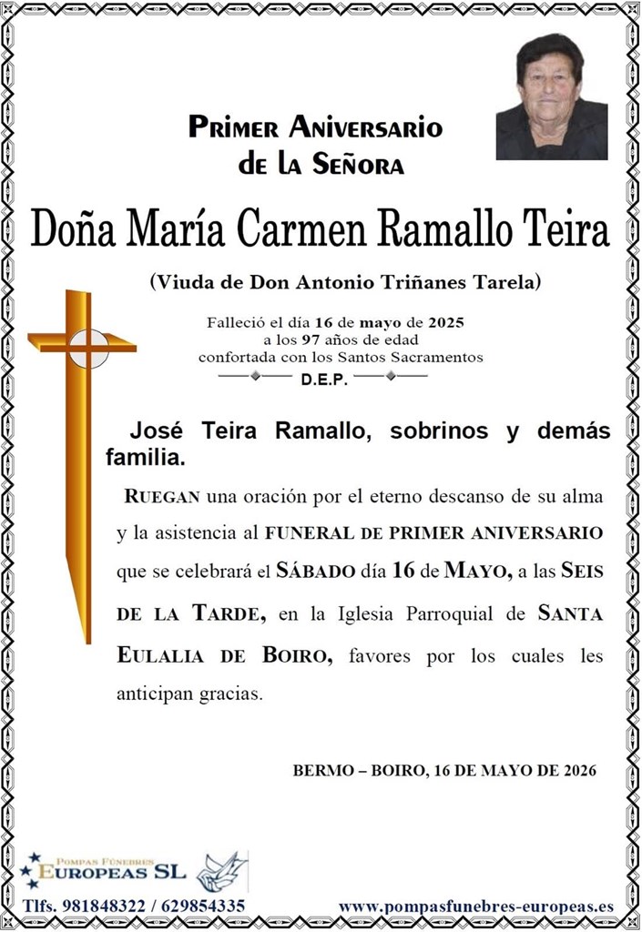 Doña María Carmen Ramallo Teira (16/05/2026)