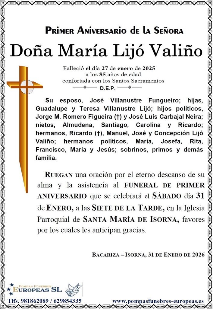 Doña María Lijo Valiño (31/01/2026)