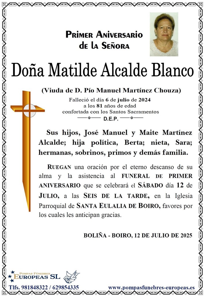 Doña Matilde Alcalde Blanco (12/07/2025)