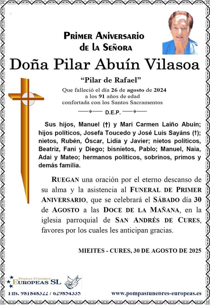 Doña Pilar Abuín Vilasoa (30/08/2025)