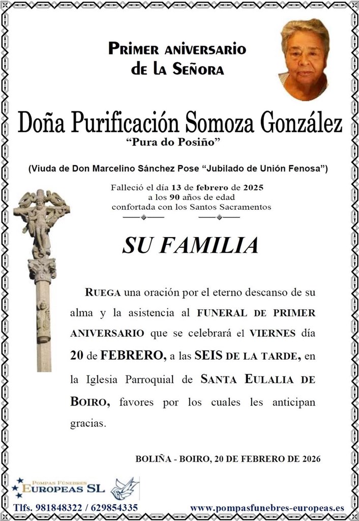Doña Purificación Somoza González (20/02/2026)