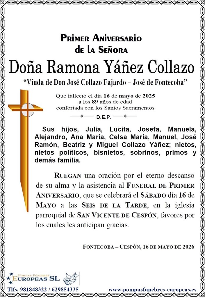 Doña Ramona Yáñez Collazo (16/05/2026)