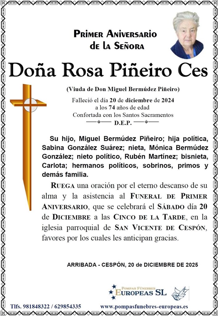 Doña Rosa Piñeiro Ces (20/12/2025)