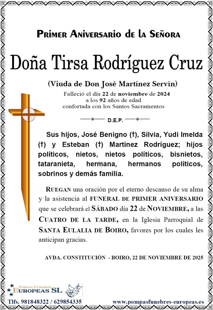 Doña Tirsa Rodríguez Cruz (22/11/2025)