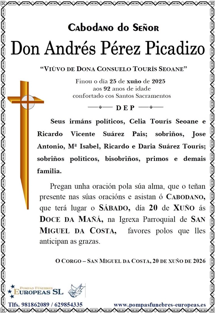 Don Andrés Pérez Picadizo (20/06/2026)