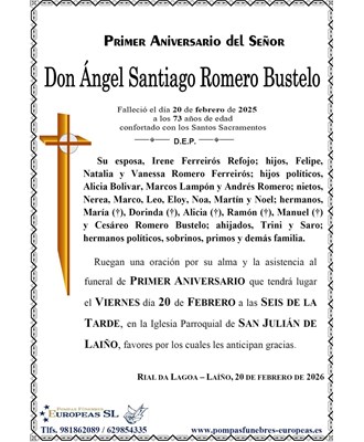 Don Ángel Santiago Romero Bustelo (20/02/2026)
