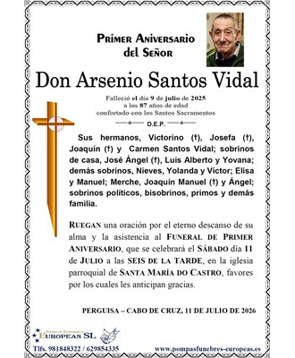 Don Arsenio Santos Vidal (11/07/2026)