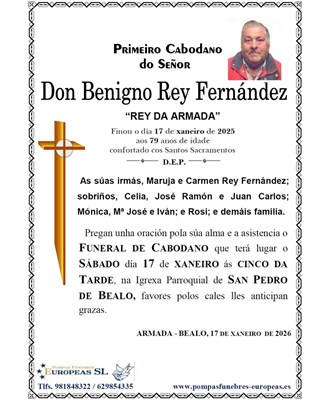 Don Benigno Rey Fernández (17/01/2026)