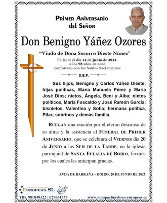 Don Benigno Yáñez Ozores (20/06/2025)