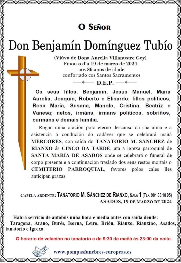 Don Benjamín Domínguez Tubío