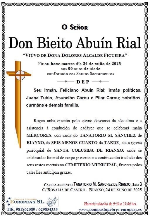 Foto principal Don Bieito Abuín Rial