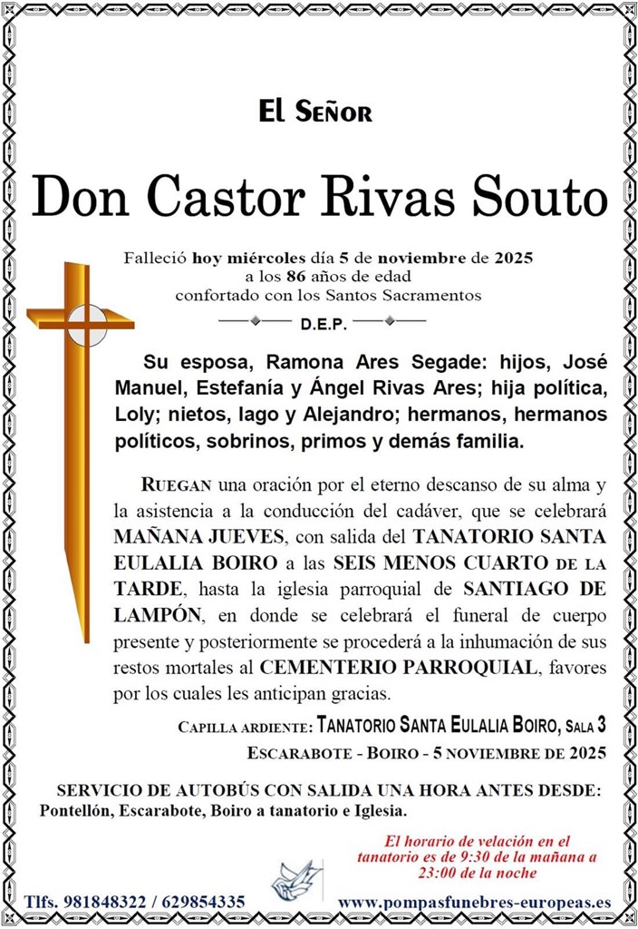 Foto secundaria Don Castor Rivas Souto
