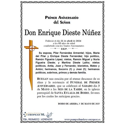 Don Enrique Dieste Núñez (03/05/2025)