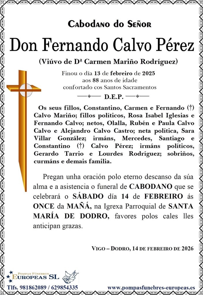 Don Fernando Calvo Pérez (14/02/2026)