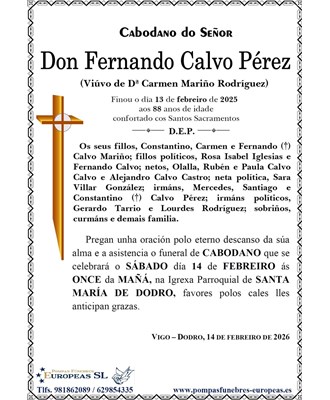 Don Fernando Calvo Pérez (14/02/2026)