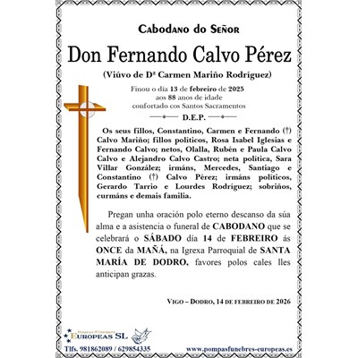 Don Fernando Calvo Pérez (14/02/2026)