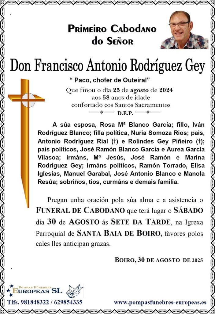 Don Francisco Antonio Rodríguez Gey (30/08/2025)