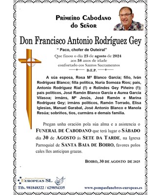 Don Francisco Antonio Rodríguez Gey (30/08/2025)