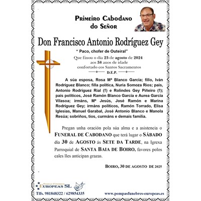 Don Francisco Antonio Rodríguez Gey (30/08/2025)