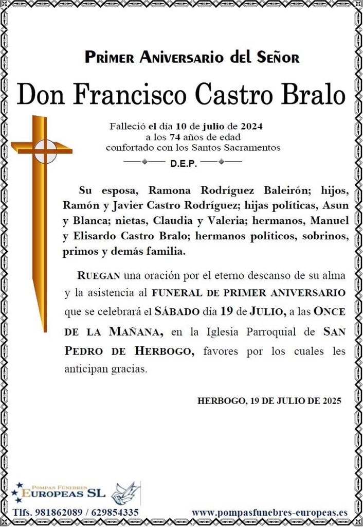 Don Francisco Castro Bralo (19/07/2025)