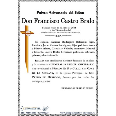 Don Francisco Castro Bralo (19/07/2025)