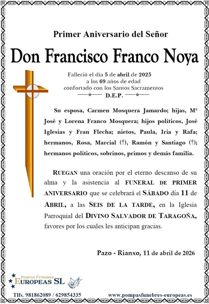 Don Francisco Franco Noya (11/04/2026)