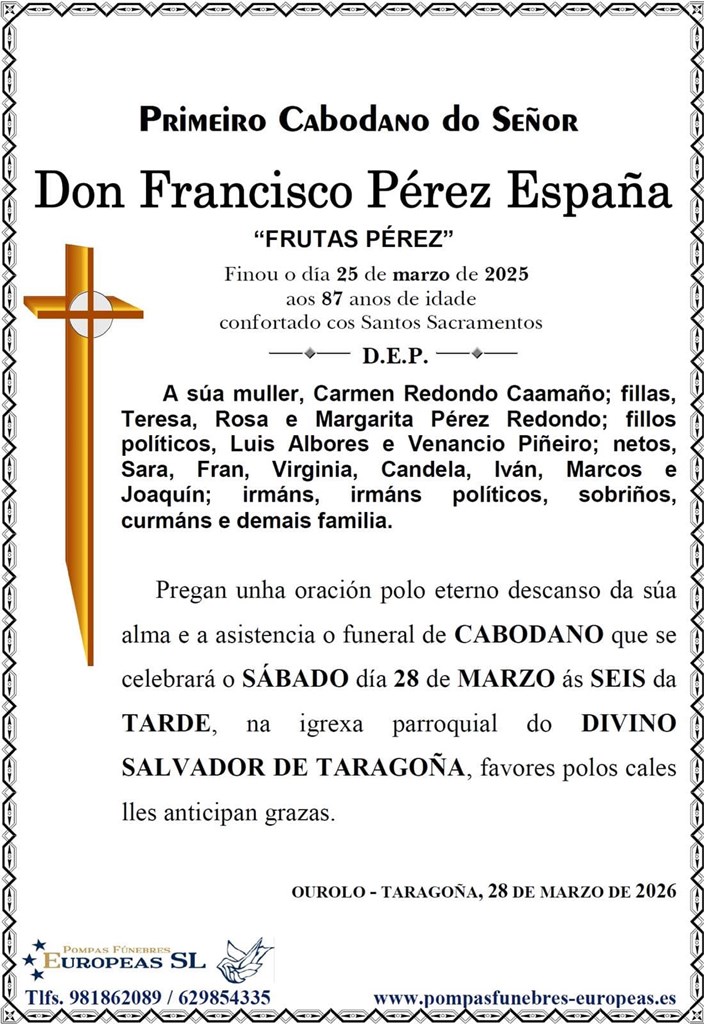 Don Francisco Pérez España (28/03/2026)