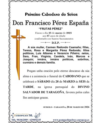 Don Francisco Pérez España (28/03/2026)