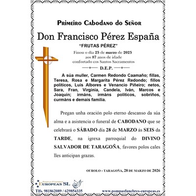 Don Francisco Pérez España (28/03/2026)