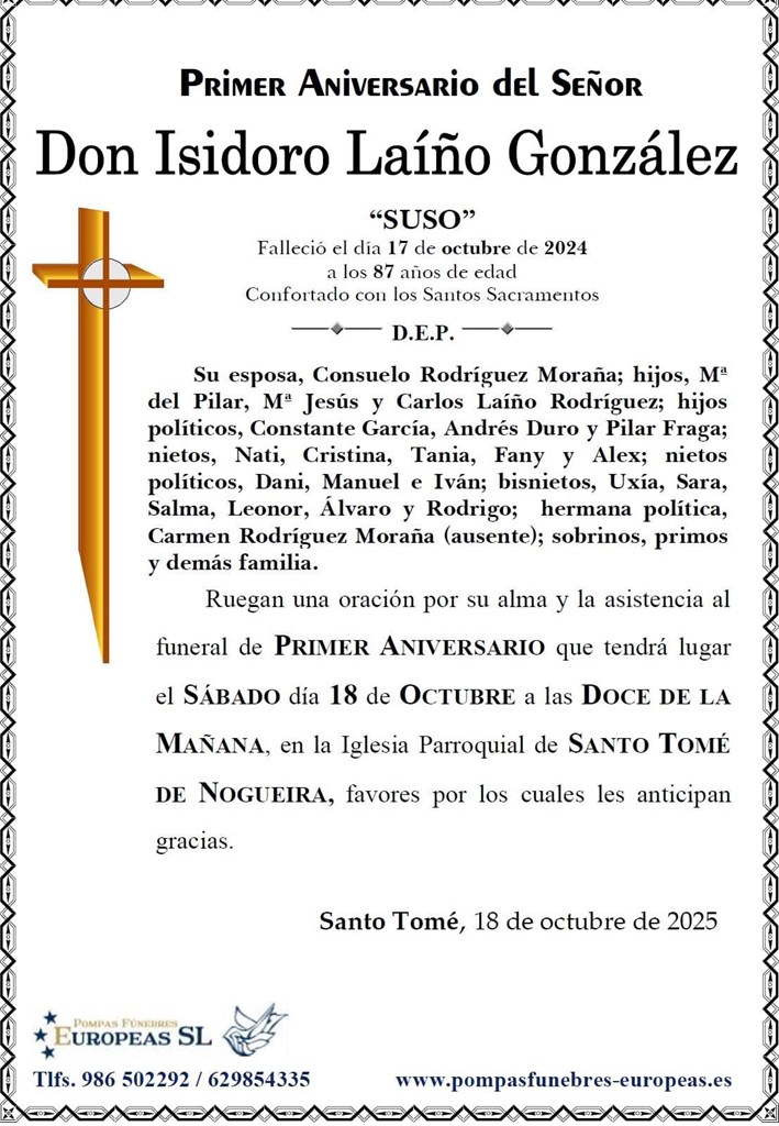 Don Isidoro Laíño González (18/10/2025)