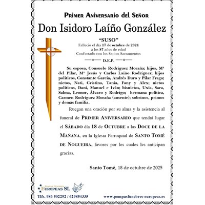 Don Isidoro Laíño González (18/10/2025)