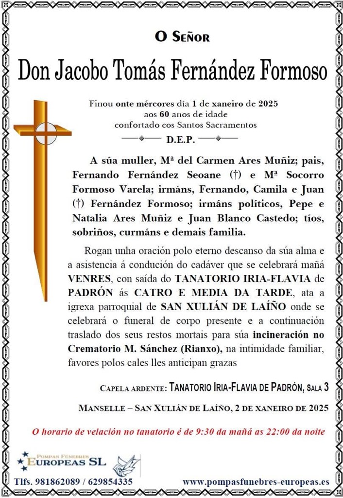 Don Jacobo Tomás Fernández Formoso
