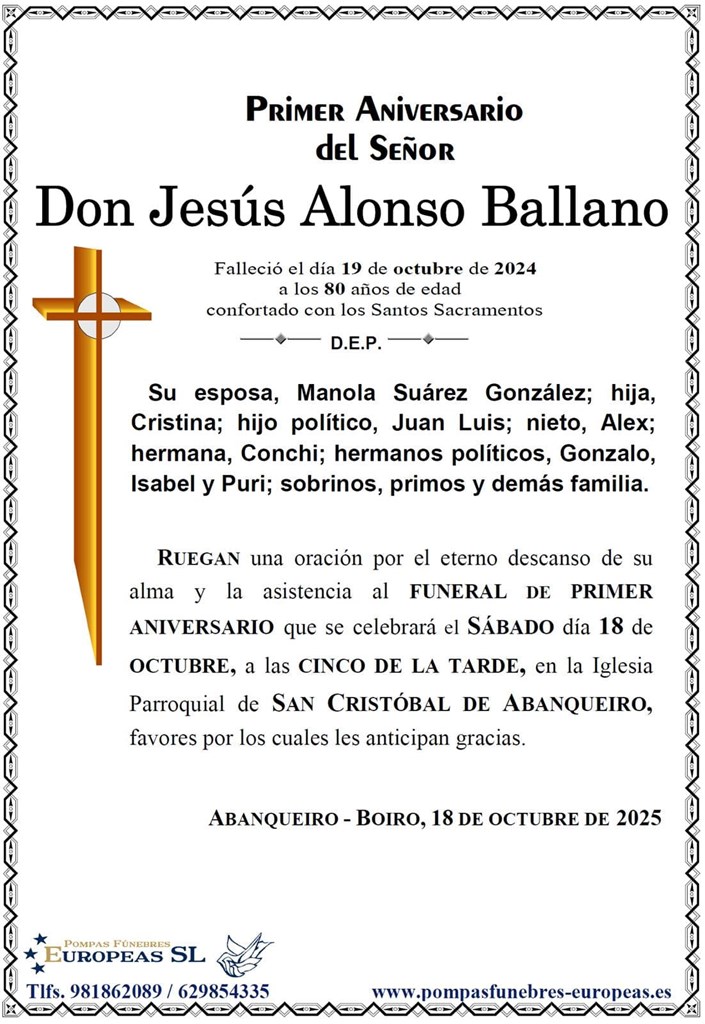 Don Jesús Alonso Ballano (18/10/2025)