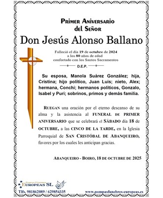 Don Jesús Alonso Ballano (18/10/2025)