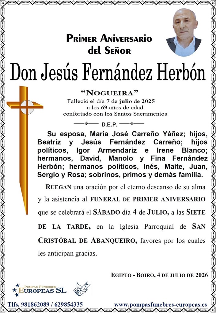 Don Jesús Fernández Herbón (04/07/2026)