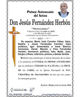 Don Jesús Fernández Herbón (04/07/2026)